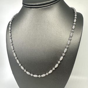 Beads & Cylinder Link Platinum Chain, Fancy Platinum Chain, Unique Link Necklace, Luxury Chain for Men or Women, Jewelry Gift