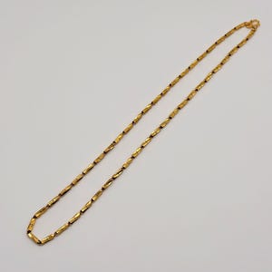 24K Gold Cylinder Link Chain, Diamond Cut Link Necklace, Fancy 24K Gold Necklace, Unique Jewelry image 9