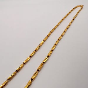 24K Gold Cylinder Link Chain, Diamond Cut Link Necklace, Fancy 24K Gold Necklace, Unique Jewelry image 12