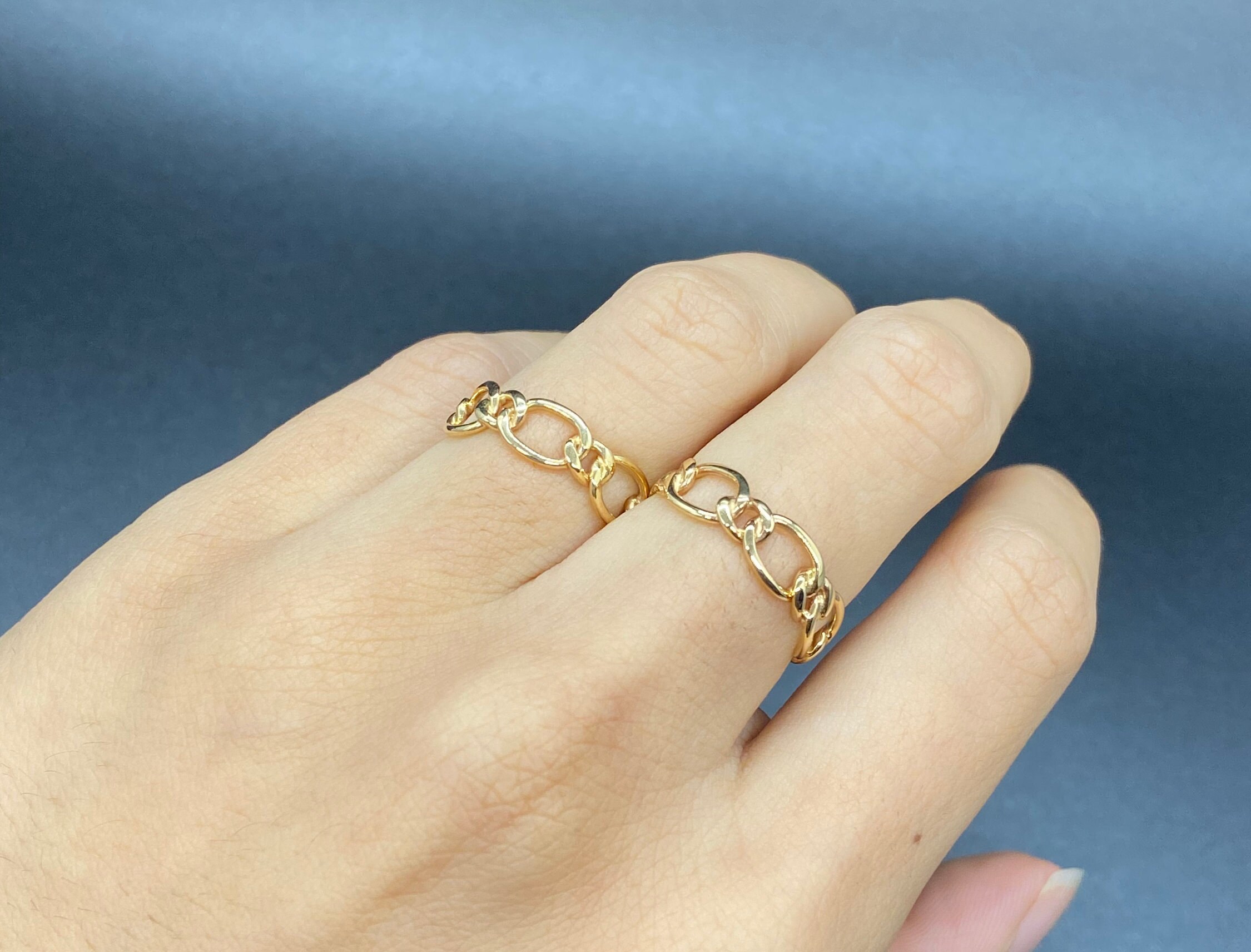 14K Gold Chain Link Ring: Minimalist Stacking Ring - Etsy