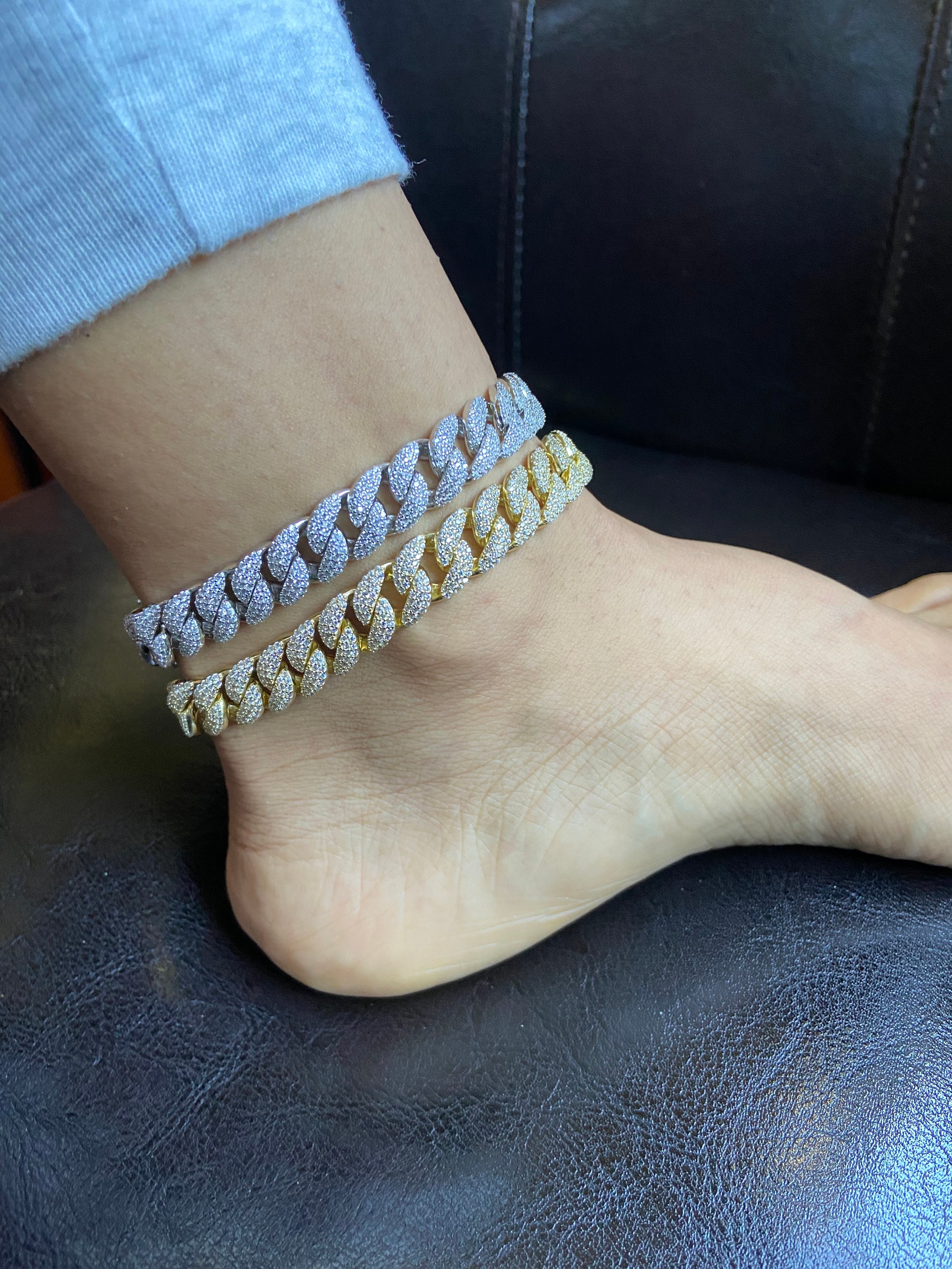 Miami Cuban Ankle Bracelet Cuban Link Ankle Bracelet Silver Etsy