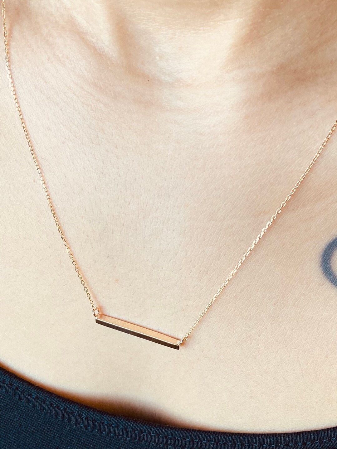 14K Balance Bar Necklace Etsy