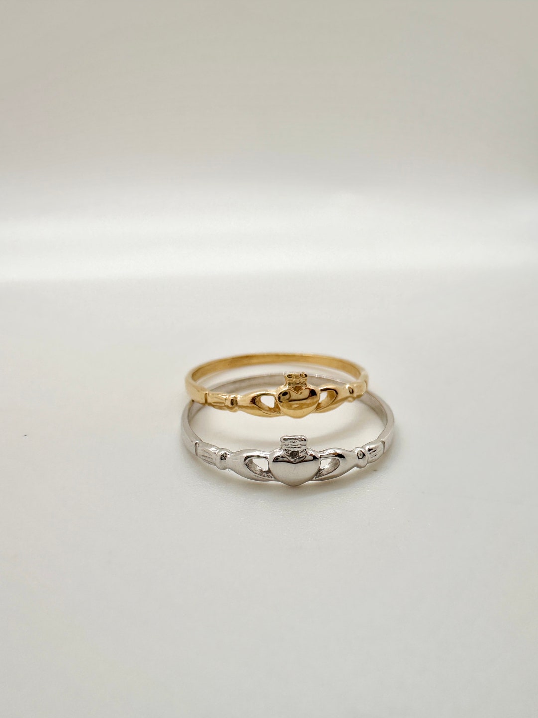 14K Gold Dainty Claddagh Ring: Irish Love Friendship