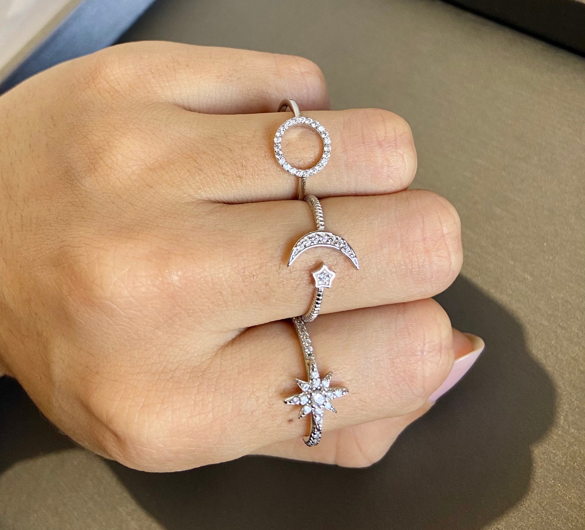 925 Silver Moon Phase Ring,crescent Moon Ring,dainty Moon