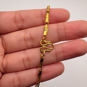 24K Gold Cylinder Link Chain, Diamond Cut Link Necklace, Fancy 24K Gold Necklace, Unique Jewelry image 15