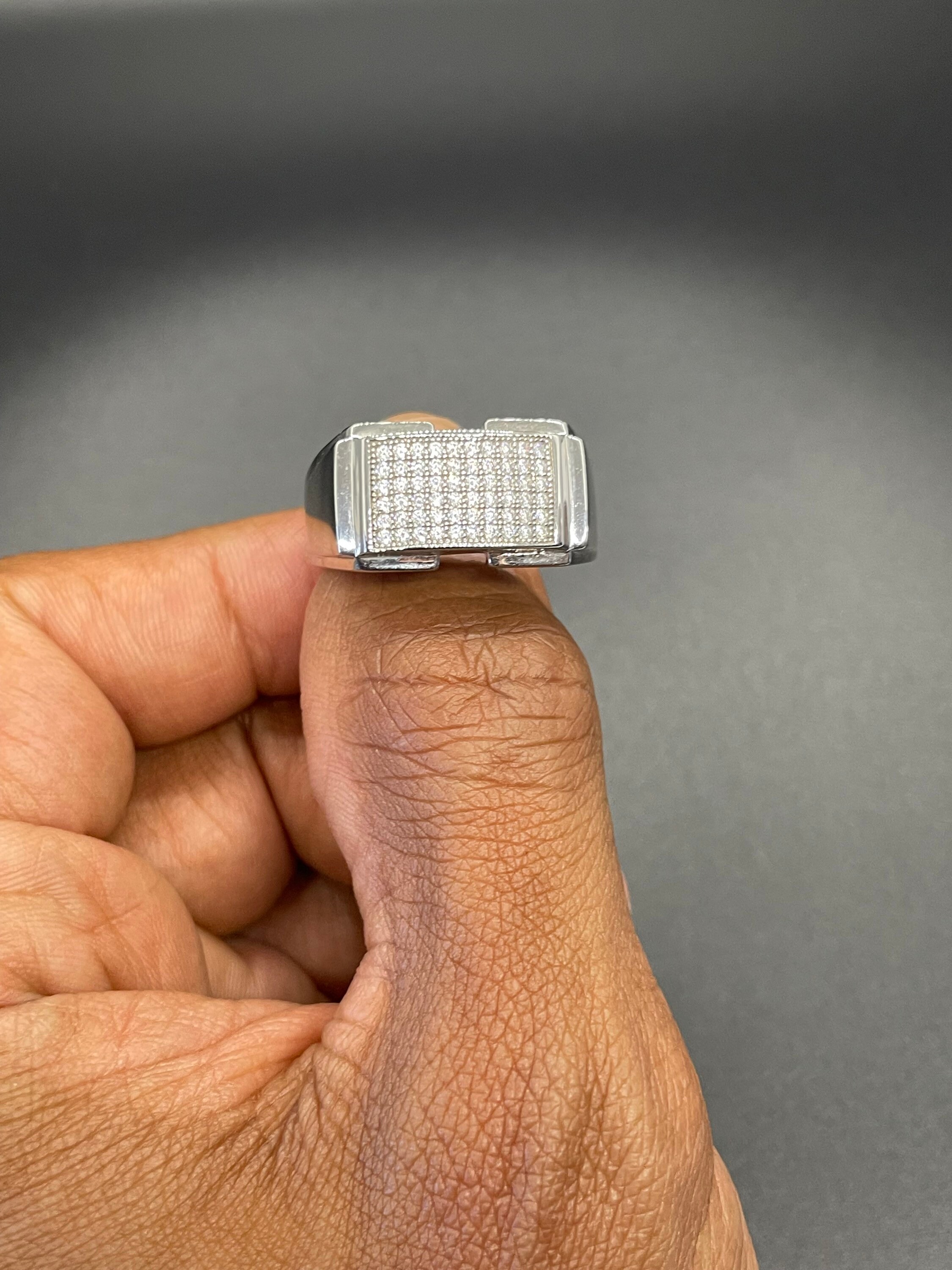 Multi-stone Silver Men's Ring, Bold Cubic Zirconia Ring, Large ...