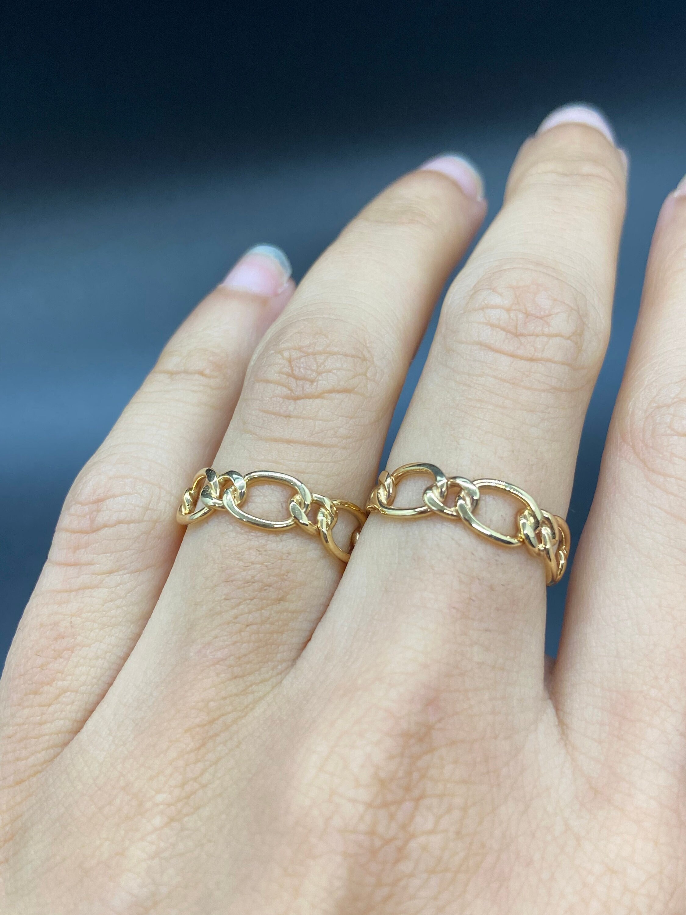 14K Gold Chain Link Ring: Minimalist Stacking Ring - Etsy