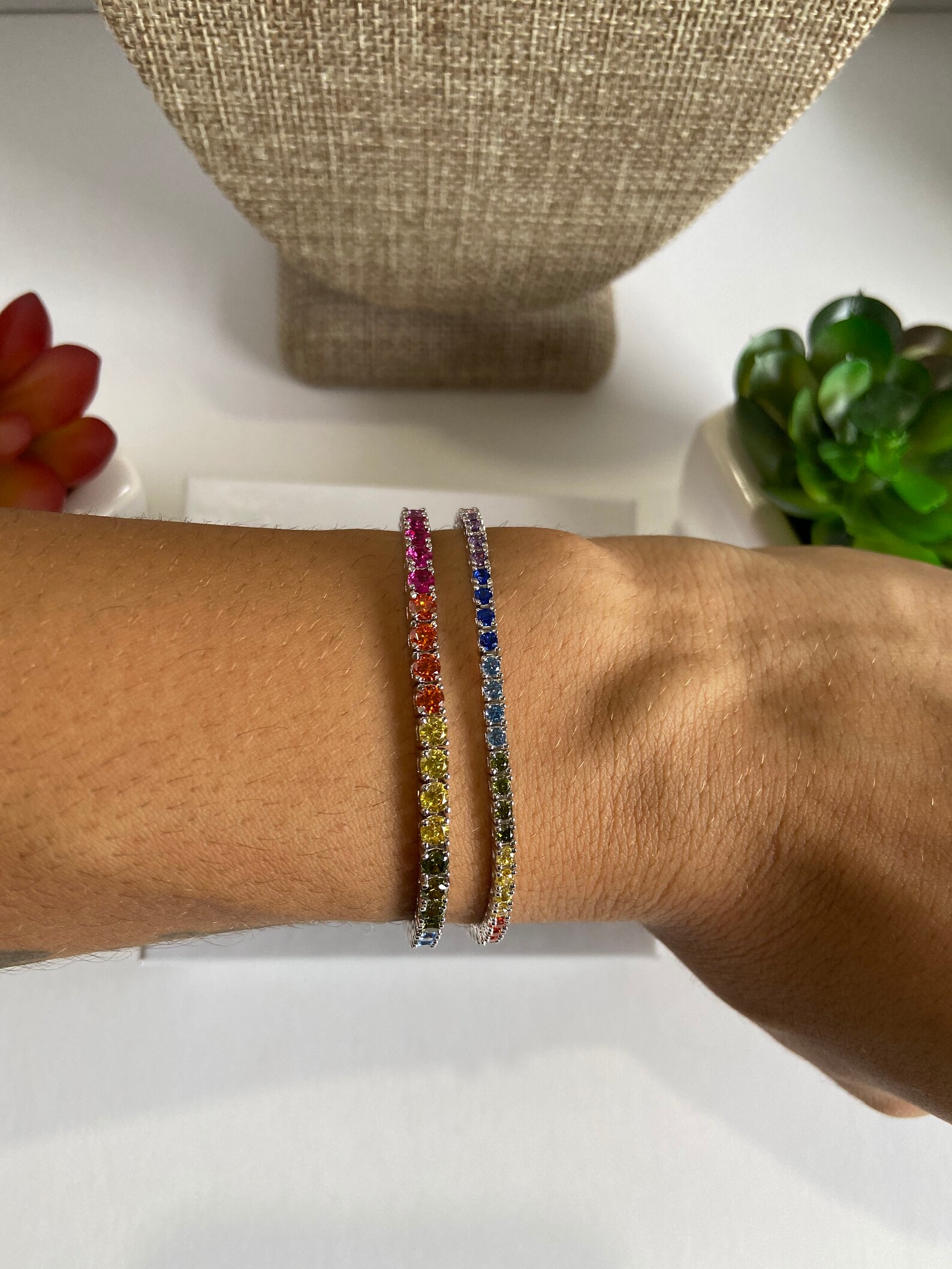 Tennis Bracelet Colorful Tennis Bracelet Rainbow Tennis Etsy