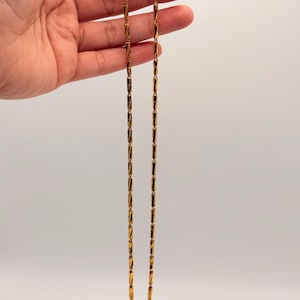 24K Gold Cylinder Link Chain, Diamond Cut Link Necklace, Fancy 24K Gold Necklace, Unique Jewelry image 14
