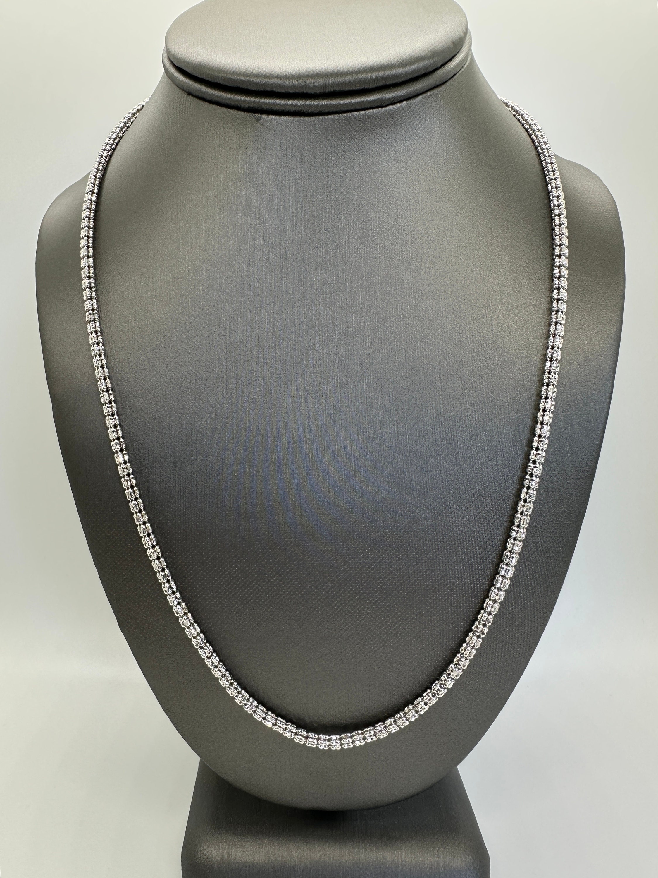 14K White Gold Diamond-cut Ice Chain - 3.2mm Link Chain - Etsy