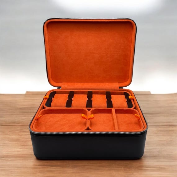 Deluxe Vegan Leather Jewelry Travel Case, Watch & Jewelry Travel Storage, Gift for Watch Collector, Jewelry Collector Gift