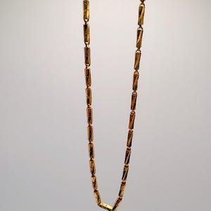 24K Gold Cylinder Link Chain, Diamond Cut Link Necklace, Fancy 24K Gold Necklace, Unique Jewelry image 3