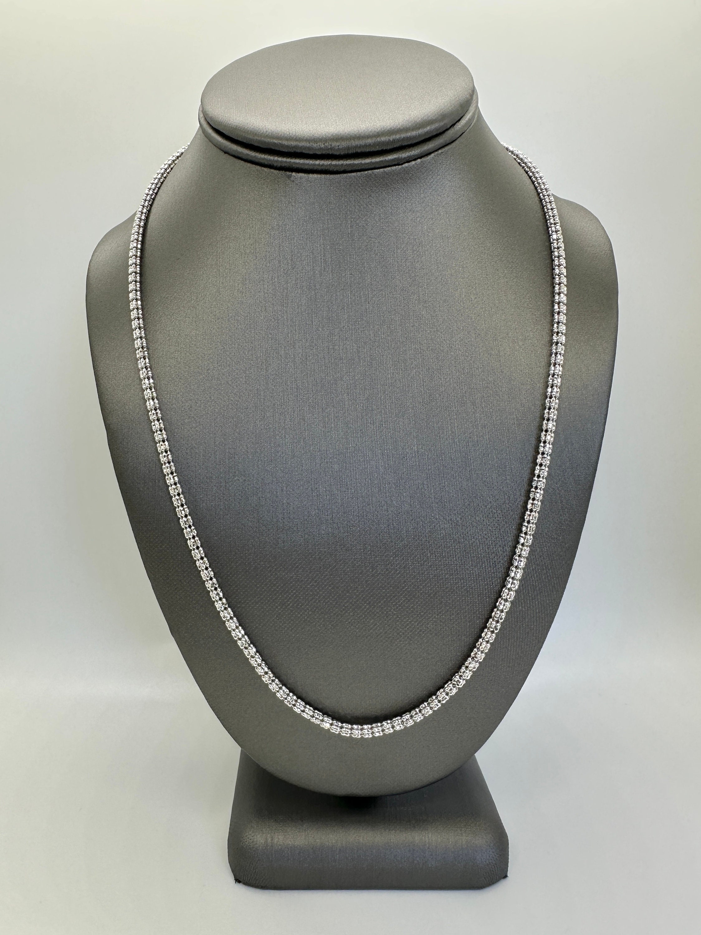 14K White Gold Diamond-cut Ice Chain - 3.2mm Link Chain - Etsy