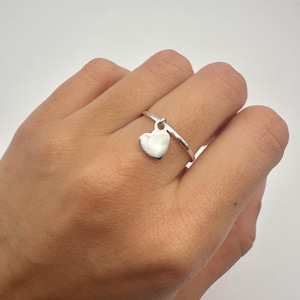 14K Stacking Heart Ring, Personalized Charm Ring, Minimalist Heart Rings, Stackable Charm Rings, Engraved Custom Rings, Valentine’s Day Gift