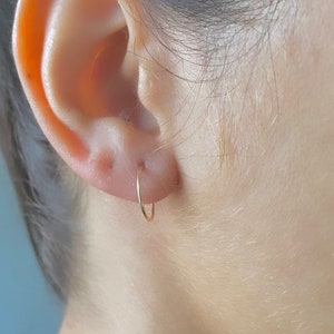 14K Minimalist Hoop Earrings, Endless Gold Hoops, Slim Huggie Earrings, Mini Earrings for women, Understated Hoop Earrings for Her