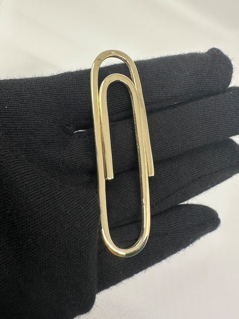 14K Solid Gold Paper Clip Money Clip, Heavy Cash Holder, Luxury Cash ...