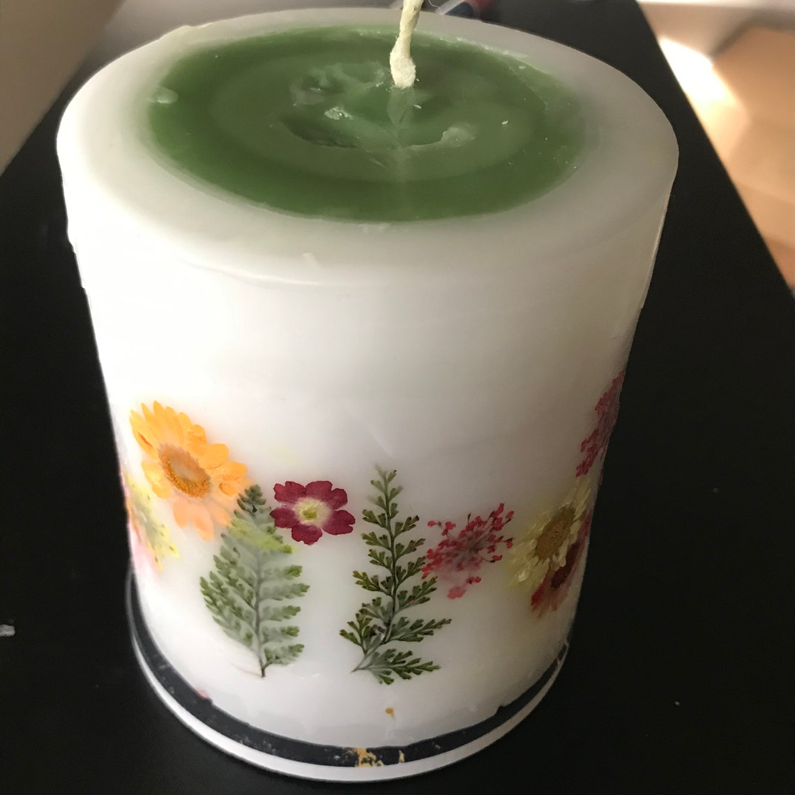 Real dry flowers embedded hurricane candle Etsy