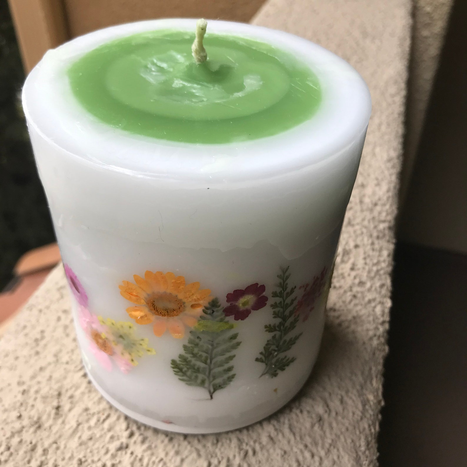 Real dry flowers embedded hurricane candle Etsy