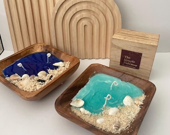 Beach themed dough Bowl Candle Nautical candle