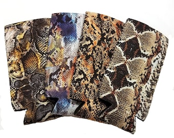 4 Pack of 12 Ounce Slim Can Cooler Insulators | Perfect for Truly, Michelob Ultra, and many Other Slim Drinks | Snake Skin