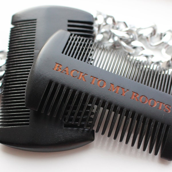 Back To My Roots Wooden Beard Moustache Short Hair Comb (Black) Double Sided For Both Finer & Thicker Hair Suitable for all hair types