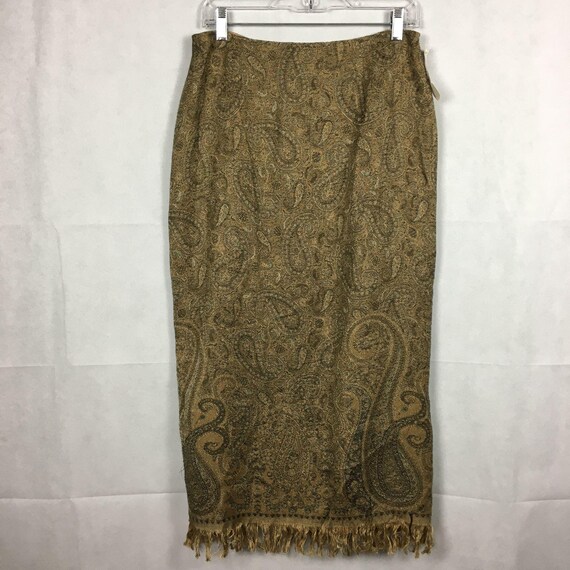 Vintage 1990s Beige Paisley Monochrome Tan Riding