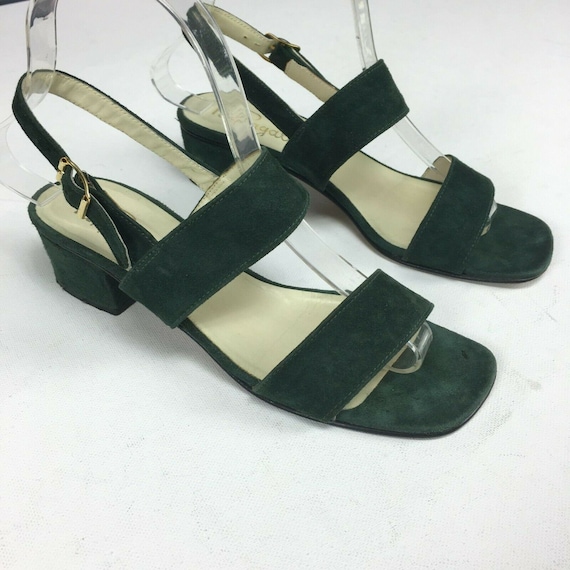 Pappagallo Vtg 60s Square Toe Sandals Sz 6 Green L