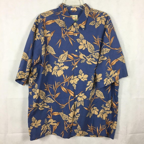 Reyn Spooner Vintage Blue Hawaiian Shirt Sz XXL Co