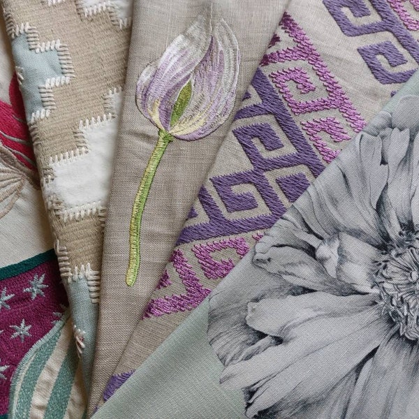 Manuel Canovas Fabric Selection-Canovas Embroidered Linens Craft and Sewing Pack- Designer Fabric Swatch Inspiration Pack