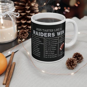 Las Vegas Raiders 2025 Football Schedule Mug | Football Gift, Sports Mug, Game Day, Father&#39;s Day Present, Gift for Him, Birthday Gift