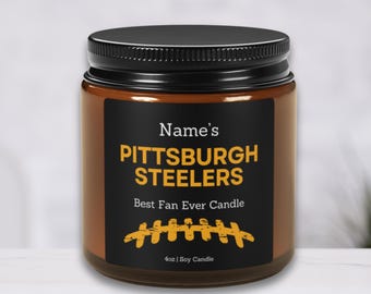 Personalized Pittsburgh Steelers Candle: NFL Football Fan Gift