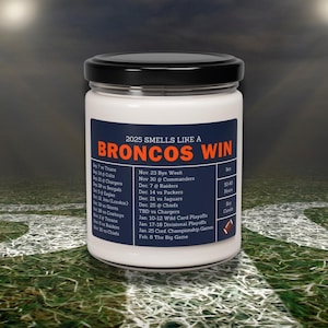 Denver Broncos 2025 Football Schedule Candle | Father&#39;s Day Present, Gift for Him, Sports Candle, Lucky Gameday Candle