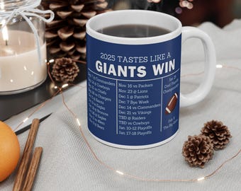 Taza con el calendario de los New York Giants 2025: regalo de fútbol americano