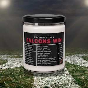 Kaars Atlanta Falcons 2025 voetbalschema | Vaderdagcadeau, cadeau voor hem, sportkaars, Lucky Gameday Candle