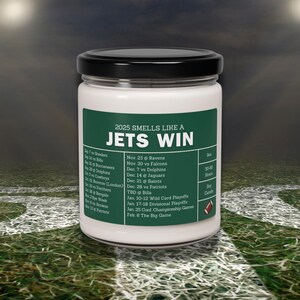 New York Jets 2025 Football Spielplan Kerze | Vatertagsgeschenk, Geschenk für Ihn, Sportkerze, Lucky Gameday Candle