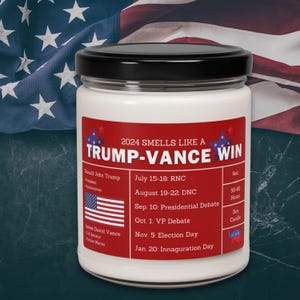 Trump-Vance Soy Wax 2024 Election Schedule Candle | Republican Presidential Victory Gift for Trump Fans