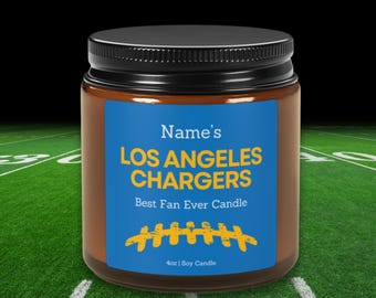 Los Angeles Chargers Candle: Personalized Football Fan Gift