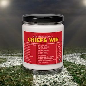 Kansas City Chiefs 2025 Football Schedule Candle | Father&#39;s Day Present, Gift for Him, Sports Candle, Lucky Gameday Candle