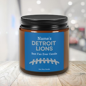 Detroit Lions Personalized Candle | Christmas Presents, Stocking Stuffer, Gift for Him, Football Sports Candle, Lucky Gameday Candle