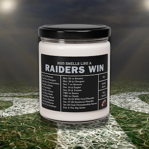 Vela con el calendario de fútbol americano de los Raiders de Las Vegas 2025 / Regalo para el Día del Padre, regalo para él, vela deportiva, vela de la suerte del día del partido