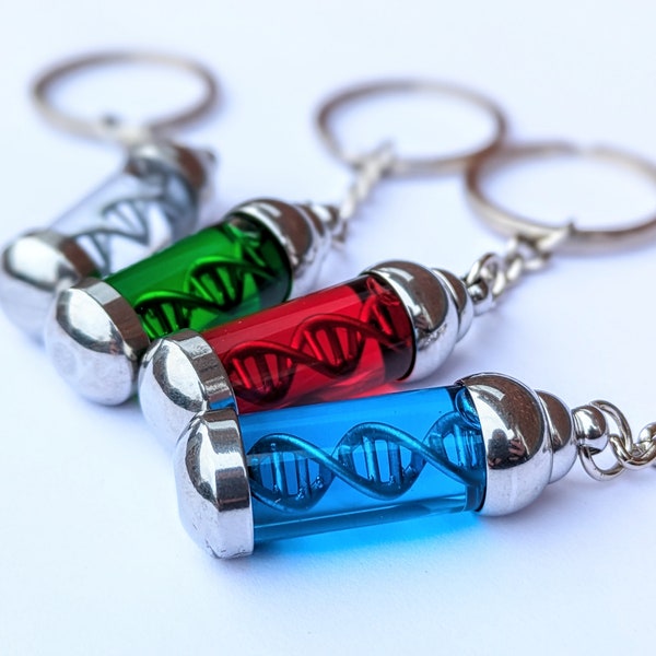 DNA Keyring, Science Keychain, Double Helix, Scientist Gift, Teacher Gift, Student Gift, Biology Gift, Science Lover Gift, Nerdy Keychain