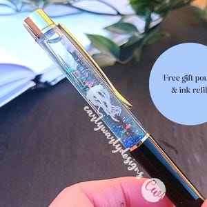 Jellyfish Float Pen, Floating Pen, Liquid Glitter Pen, Gift For Her, Unique Pen, Sea Life Gift, Ballpoint Pen, Jellyfish Gift, Fun Pen