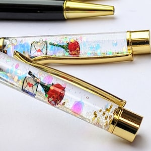 Rose Pen, Valentines Gift, Float Pen, Snowglobe Pen, Romantic Gift, Gift For Her, Unique Pen, Ballpoint Pen, Planner Pen, Anniversary Gift