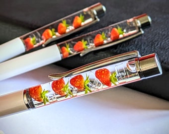 ONE Strawberry Pen, Fruit Pen, Float Pen, Cute Pen, Planner Pen, Student Gift, Gift For Her, Gift For Daughter, Granddaughter Gift