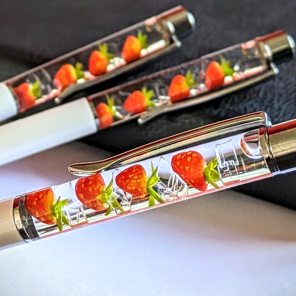 ONE Strawberry Pen, Fruit Pen, Float Pen, Cute Pen, Planner Pen, Student Gift, Gift For Her, Gift For Daughter, Granddaughter Gift