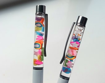 Pride Pen, Rainbow Pen, Floating Pen, Herbarium Pen, Unique Pen, Planner Ballpoint Pen, Gift For Her, Gift For Him, Wedding Pen, LGBTQ Gift