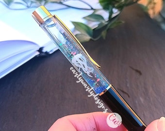 Jellyfish Float Pen, Floating Pen, Liquid Glitter Pen, Gift For Her, Unique Pen, Sea Life Gift, Ballpoint Pen, Jellyfish Gift, Fun Pen