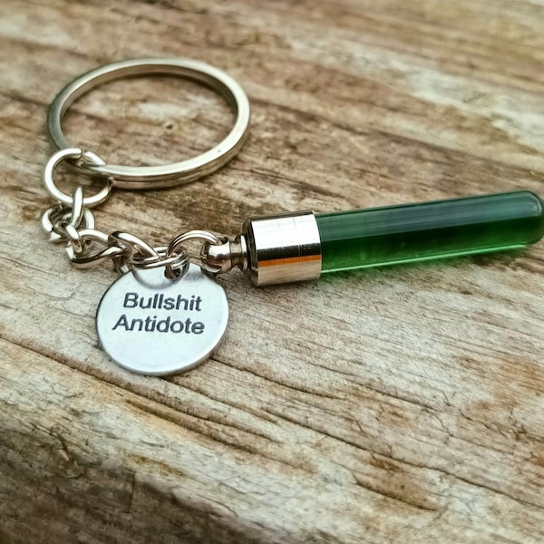 Funny Keyring, Bullshit, Swear Keychain, Funny Gift, Gift For Her, Break Up Gift, Joke Keychain, Glass Vial, Test Tube, Gift For Him