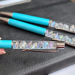 ONE Crystal Pen, Angel Aura Crystal, Quartz Chips, Teacher Pen, Student Pen, Float Pen, Gift For Her, Pretty Pen, Ballpoint Pen, Planner Pen