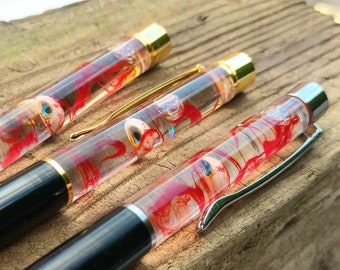 Eyeball Pen, Gothic Pen, Halloween Pen, Blood Pen, Floating Pen, Horror Gift, Optician Gift, Tiny Eyeball, Spooky Pen, Horror Fan, Gory Gift